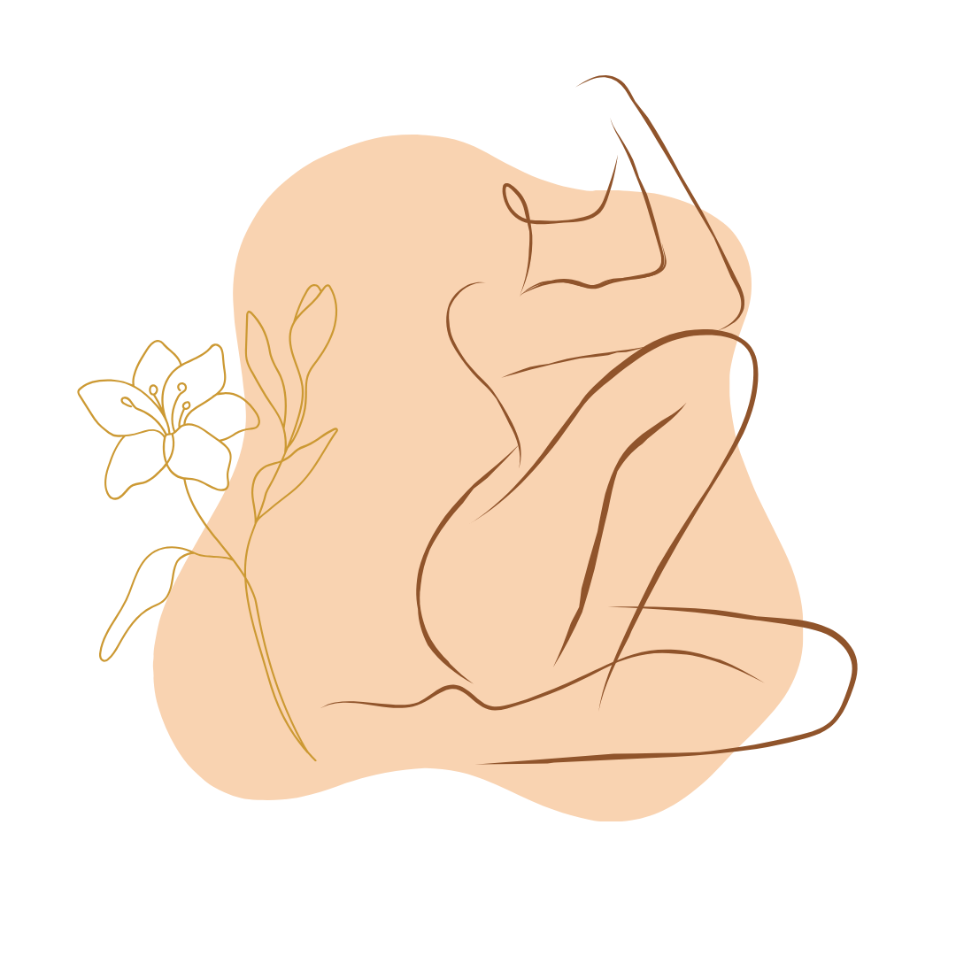 Ilustração de linhas elegantes formando o contorno de um corpo feminino, simbolizando redução de medidas, rejuvenescimento e equilíbrio corporal.